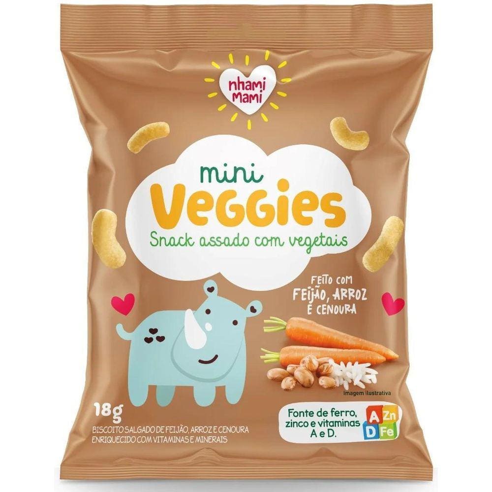 Mini Veggies Snack Feijão Arroz E Cenoura 6X18G - Nhamimami