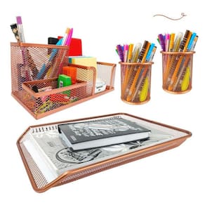 Kit Escritório Porta Caneta, Organizador Mesa, Bandeja