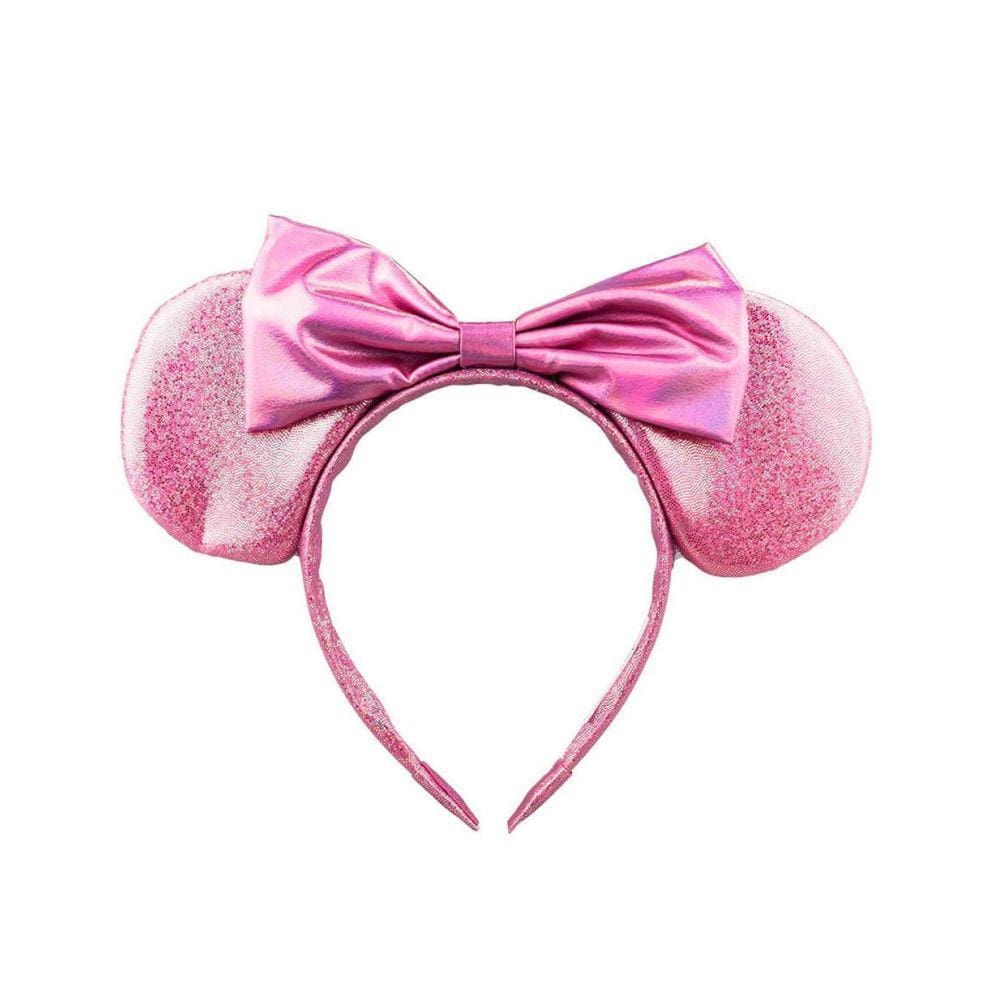 Tiara Rosa Orelhas Laço Minnie 20X25Cm