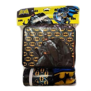 Kit Batman Com 1 Lancheira De Maletinha + 1 Copo + 1 Toalha