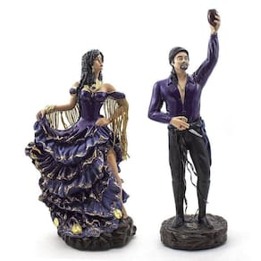 Kit Imagem Casal Cigano Luxo Roxo Resina Médio