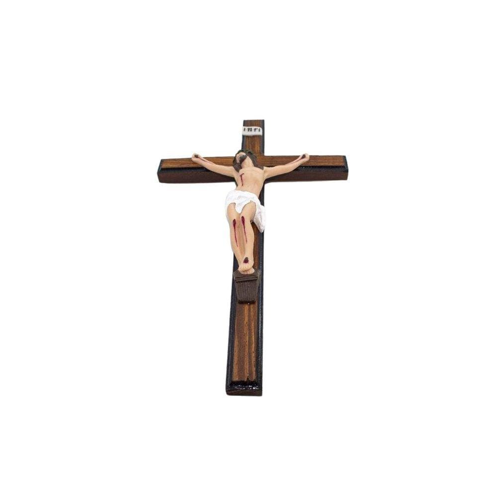 Crucifixo De Parede Madeira E Resina 39 Cm