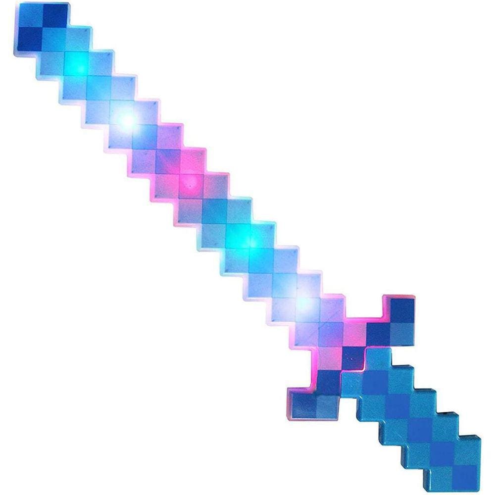 Brinquedo Espada Pixel Minecraft 58Cm Som E Luz - Azul Nº16
