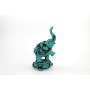 Estátua Elefante Picadeiro Cor Azul Tiffany Resina 15 Cm