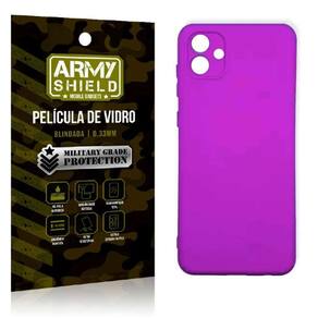 Capinha Pink Silicone Samsung A04e + Película 3D ArmyShield