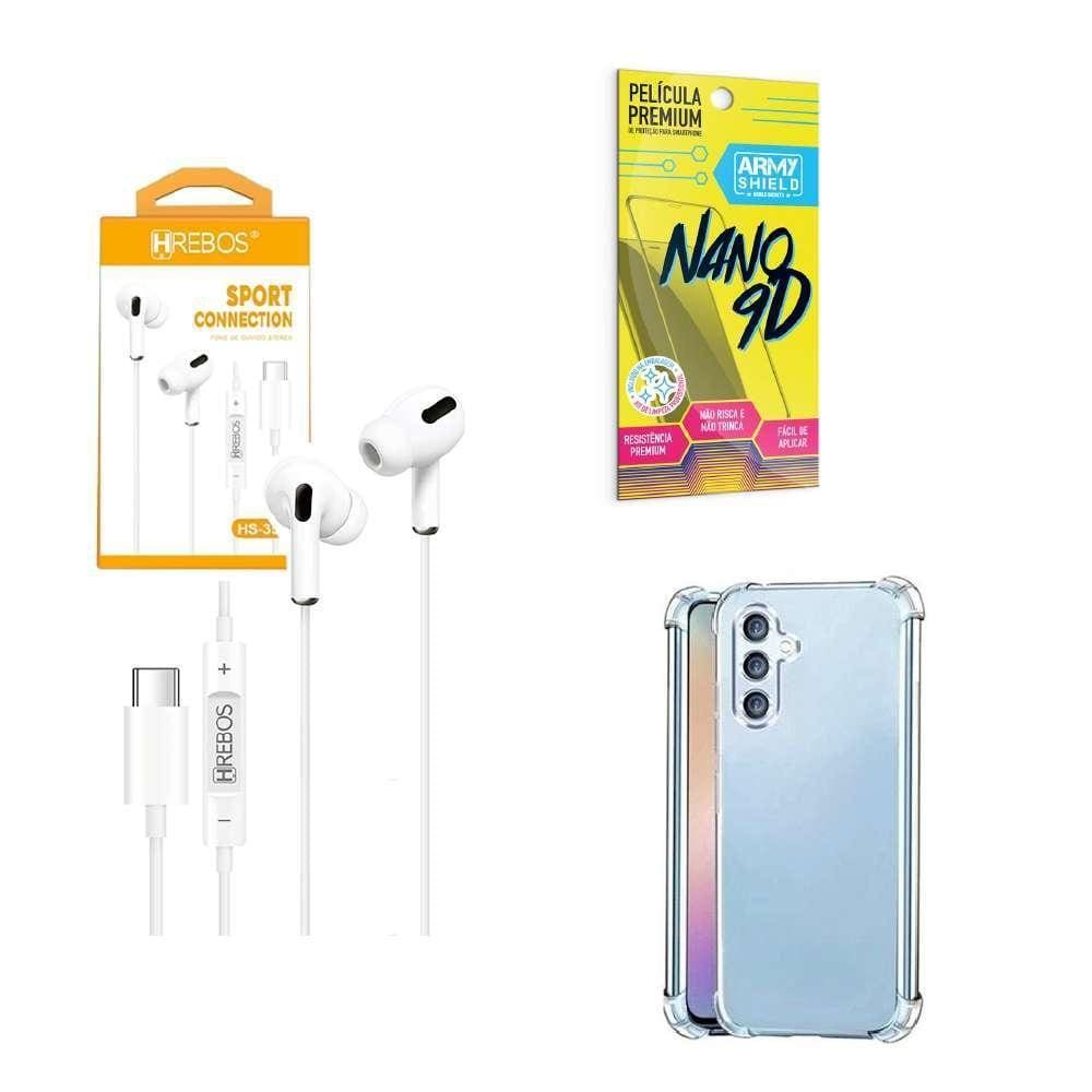 Capinha Samsung A34 + Fone De Ouvido Tipo C + Película 3D
