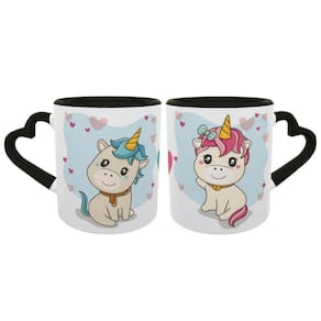 Caneca Casal Unicórnios Kawaii Dia Dos Namorados Geek