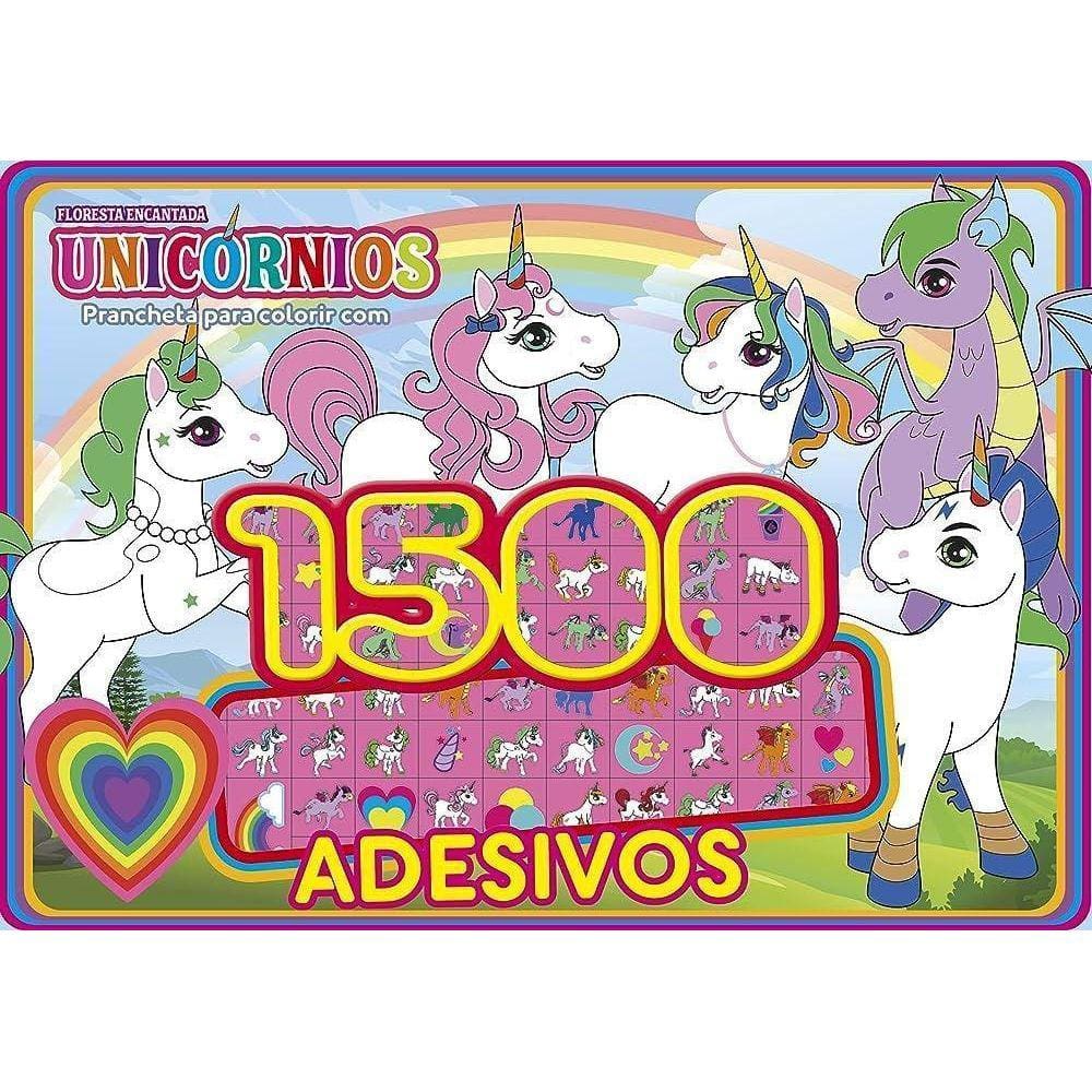 Prancheta Colorir Unicórnios 1500 Adesivos