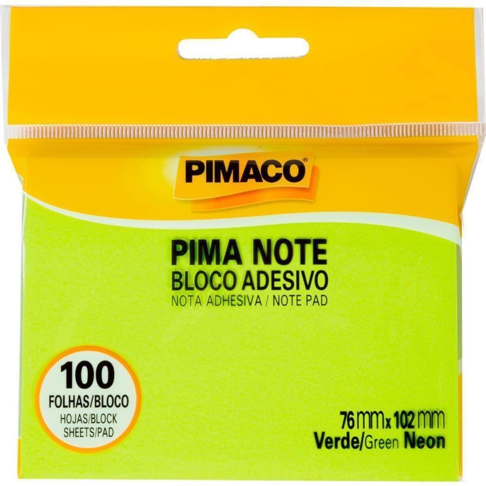 Bloco De Recado Autoadesivo Pimanote Verde 76X102Mm 100Fls