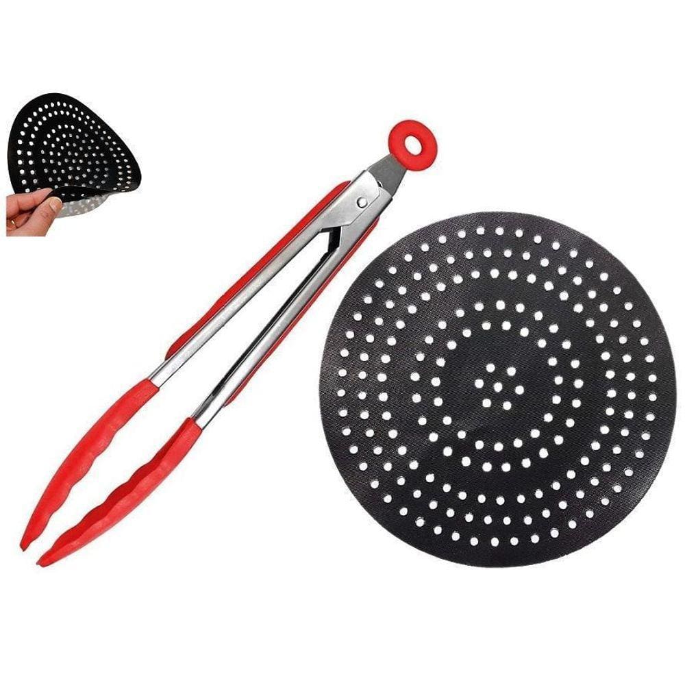 Kit Tela Teflon Fritadeira Air Fryer 20Cm + Pegador Pinça