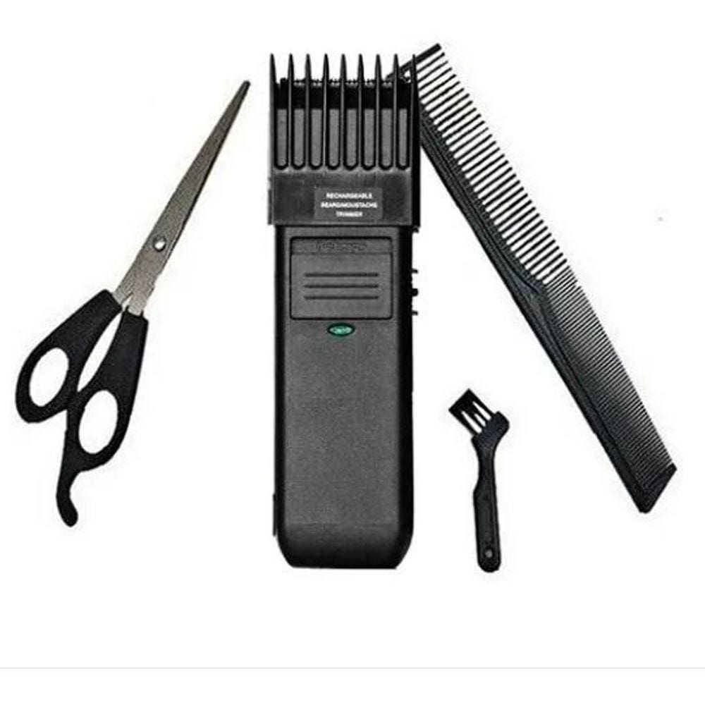 Máquina Cortar Cabelo Acabamento Pezinho Barbear + Tesoura +