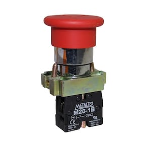 Botão Metálico Cogumelo 40Mm 1Nf Vermelho M20By - Metaltex