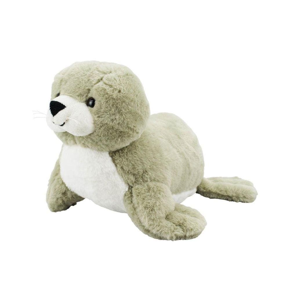 Foca de Pelúcia Cinza 30cm - Olhos de Plástico
