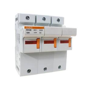 Porta Fusível 22X58Mm 3 Polos 125 Amperes Indicador Fusível