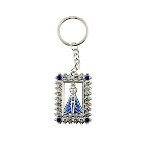 Chaveiro Nossa Senhora Aparecida Aura Retangular Prateada Ou