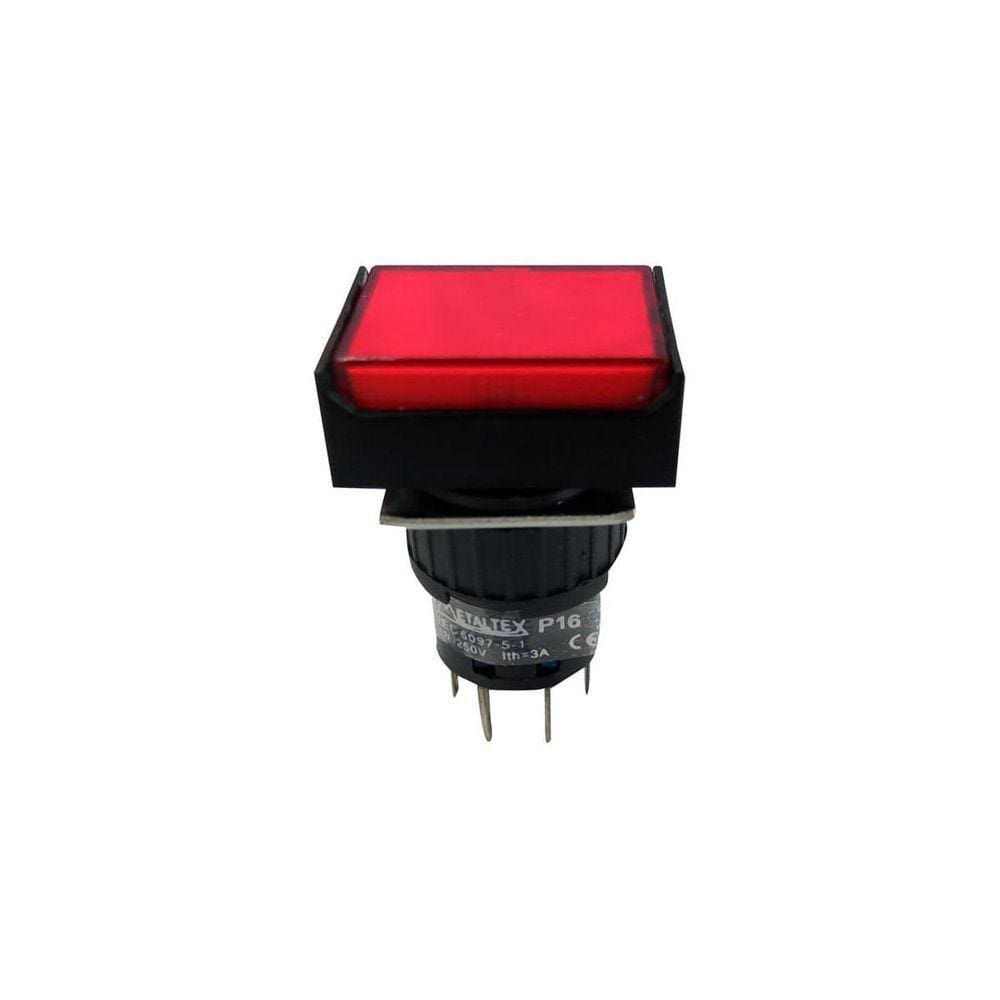 Botão 16Mm 2 Rev Led 24V Vermelho P16Bl - Metaltex