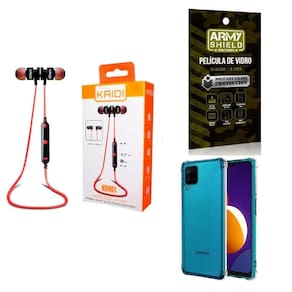 Kit Capinha Samsung M12 + Fone Esportivo E Película De Vidro
