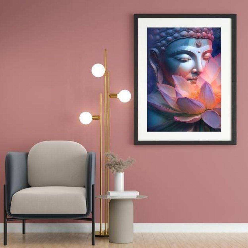 Quadro Buda Flor De Lotus - 60X48Cm