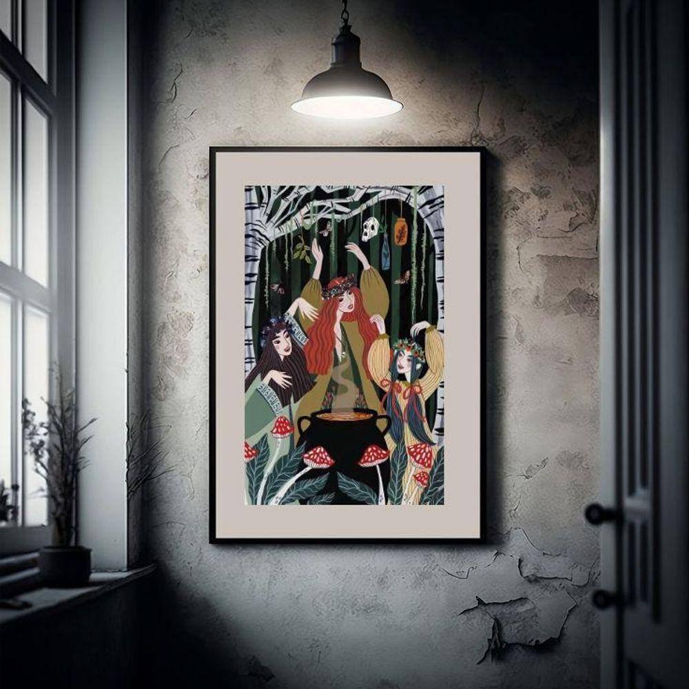 Quadro Decorativo As Três Bruxas - 60X48Cm