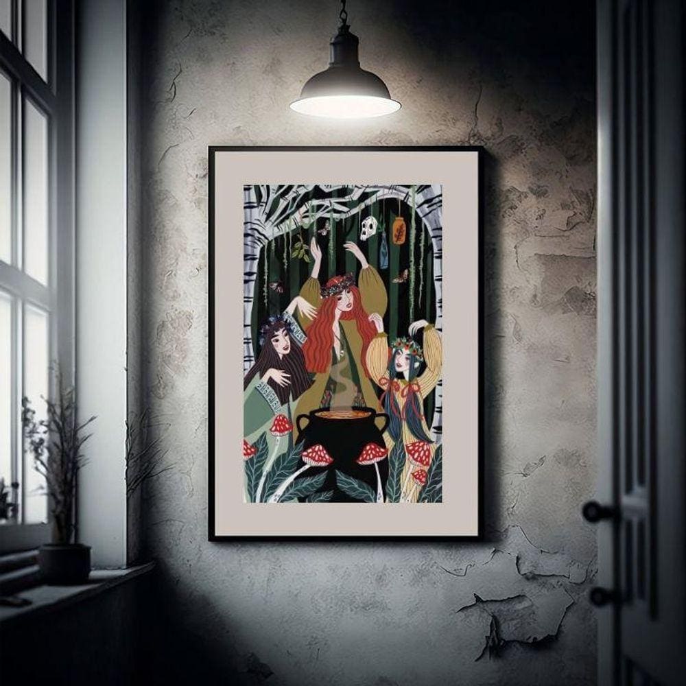 Quadro Decorativo As Três Bruxas - 60X48Cm