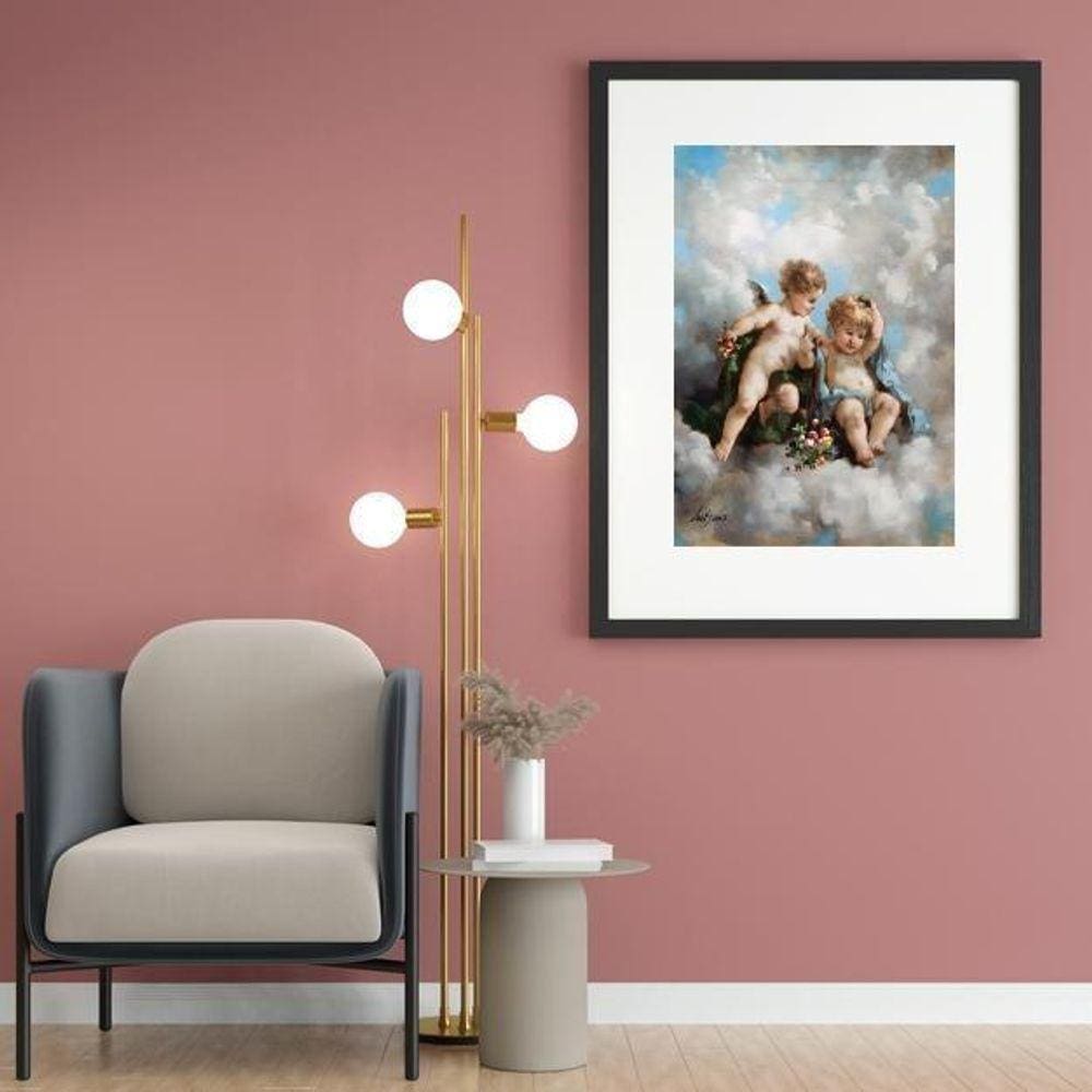 Quadro Decorativo Anjinhos Querubins - 60X48Cm