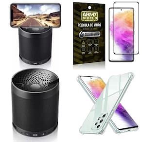 Capa Samsung A73 5G + Som Bluetooth Potente Q3 + Película 3D
