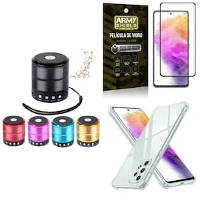 Kit Capinha Samsung A73 5G + Mini Som Bluetooth + Película
