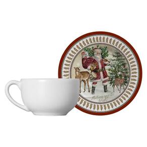 Conjunto com 6 Xícaras de Chá com Pires Cenas Natal 250ml