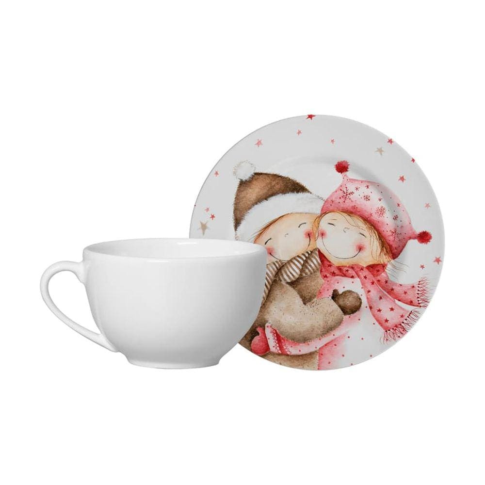 Conjunto com 6 Xícaras de Chá com Pires Sweet Christmas 250ml