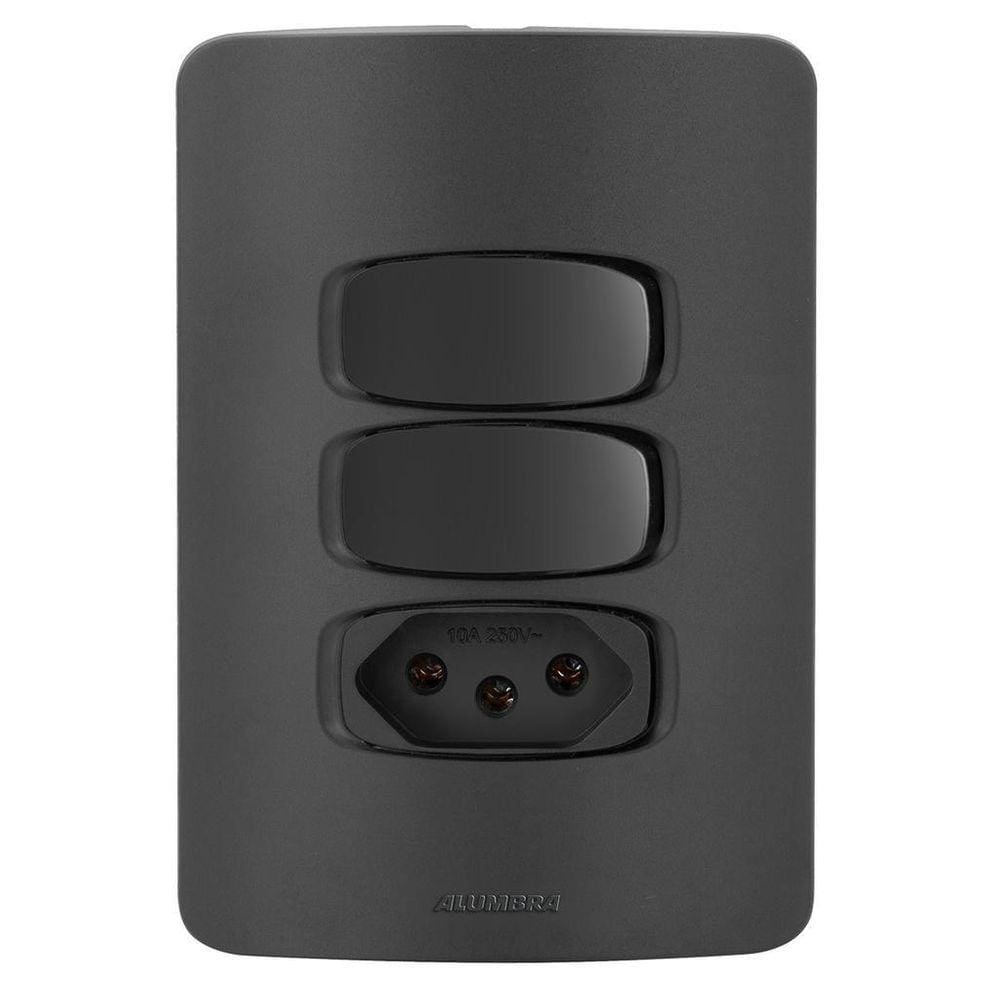 Conj. 2 Paralelos + 1 Tomada 10A - Alumbra Gracia Black Maxx