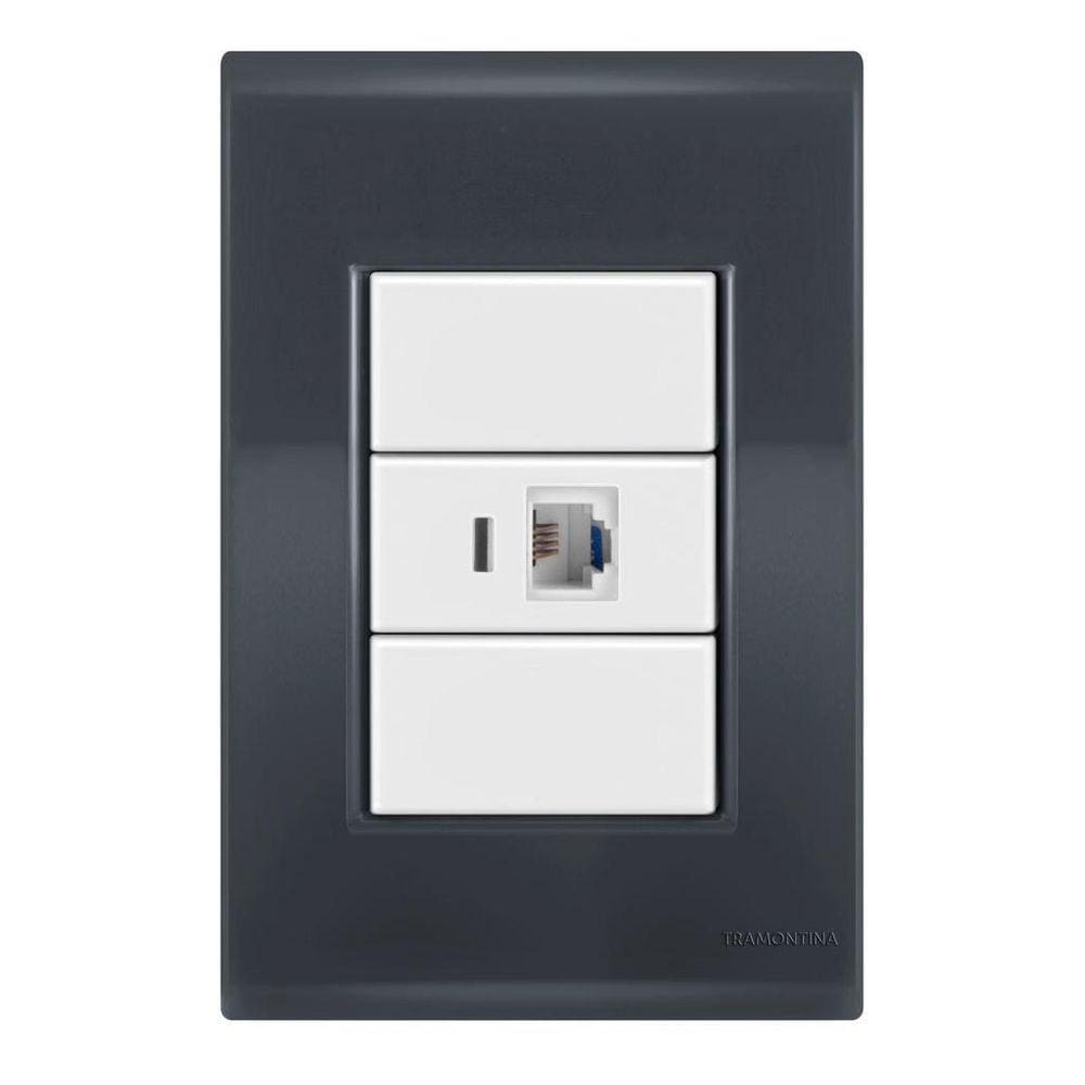 Conj 1 Tomada Rede Rj45 - Tramontina Liz Grafite / Branco