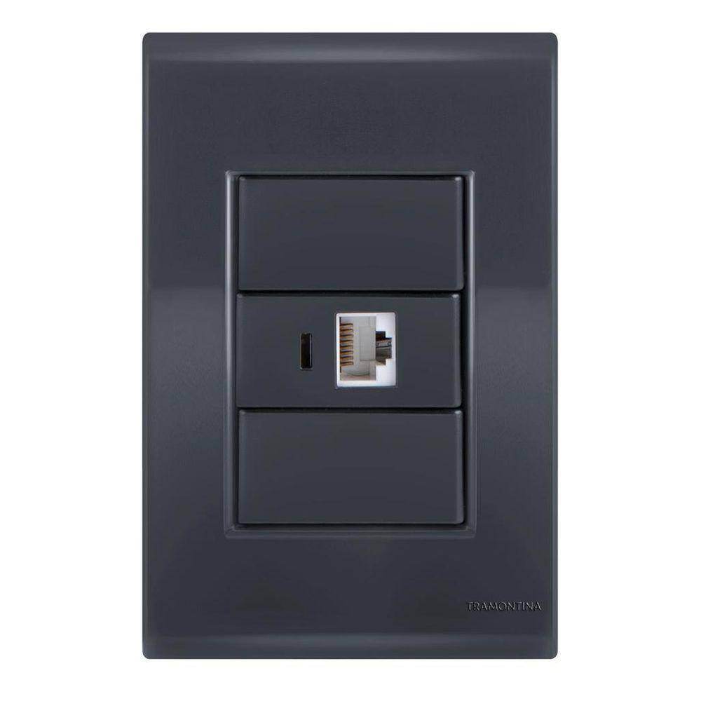 Conjunto 1 Tomada Rede Rj45 - Tramontina Liz Grafite