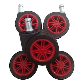 Rodizio Cadeira Gamer Vermelho Roda De Poliuretano Kit S55