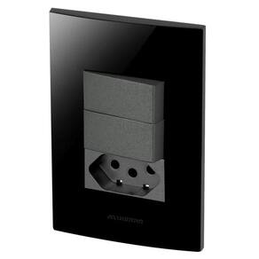 Conjunto 2 Paralelos + 1 Tomada 10A - Inova Black / Grafite