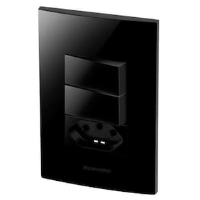 Conjunto 2 Paralelos + 1 Tomada 10A - Inova Black Piano