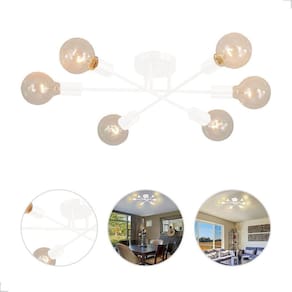 Lustre Sputnik Plafon Sobrepor Hashteg 6Xe27 Preto 60 Cm