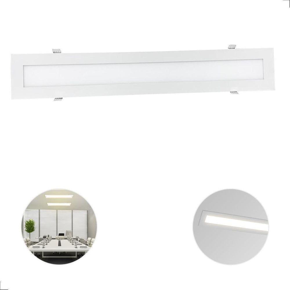 Painel Luminária Plafon Led Embutir Retangular 10X60Cm 18W