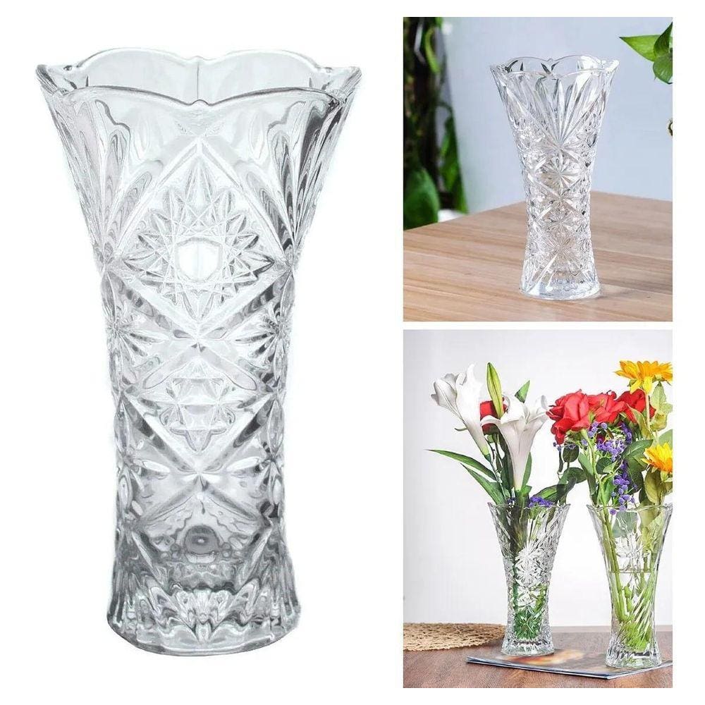 Vaso De Vidro Flores Decoração De Interiores 23X13