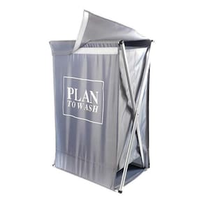 Cesto De Roupas Dobrável Cinza Deluxe Com Tampa 63 X 38