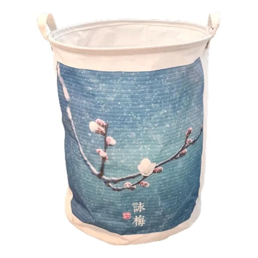 Cesto De Roupa Suja Azul Lona 50 X 45