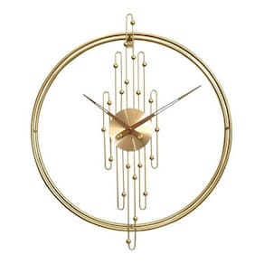 Relógio De Parede 3D Dourado Metal Design Europeu 50Cm