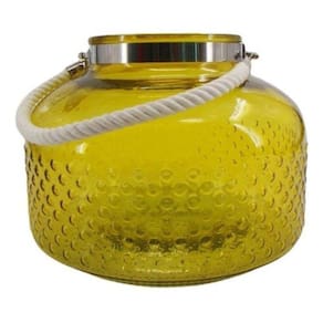 Vaso De Vidro Decorativo Alça De Corda Trançada 22X30 Amar