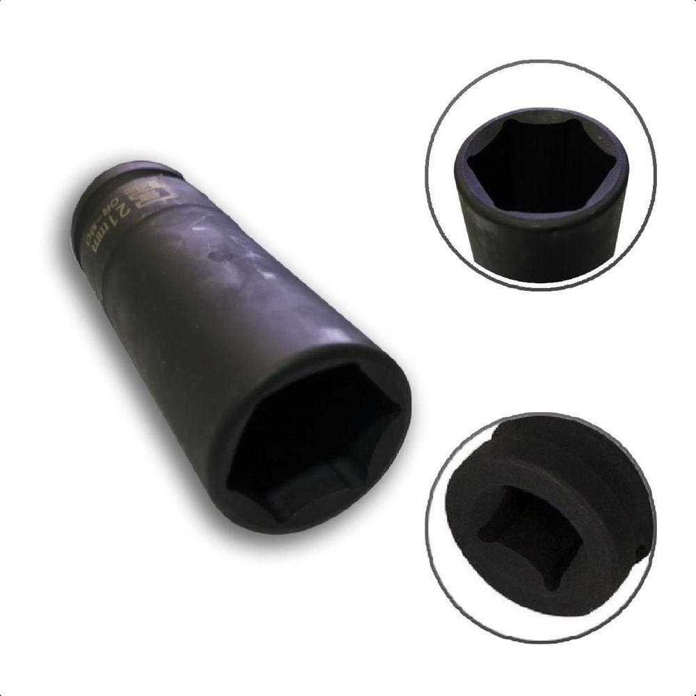 Soquete Longo De Impacto Sextavado 21Mm X 1/2``Pol Em Aço