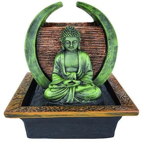 Fonte De Água Buda Medita No Círculo Queda Parede 01126