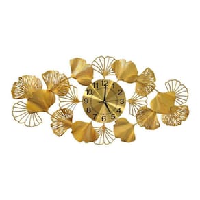 Relógio De Parede 3D Design Europeu Metal Folhas 90X46