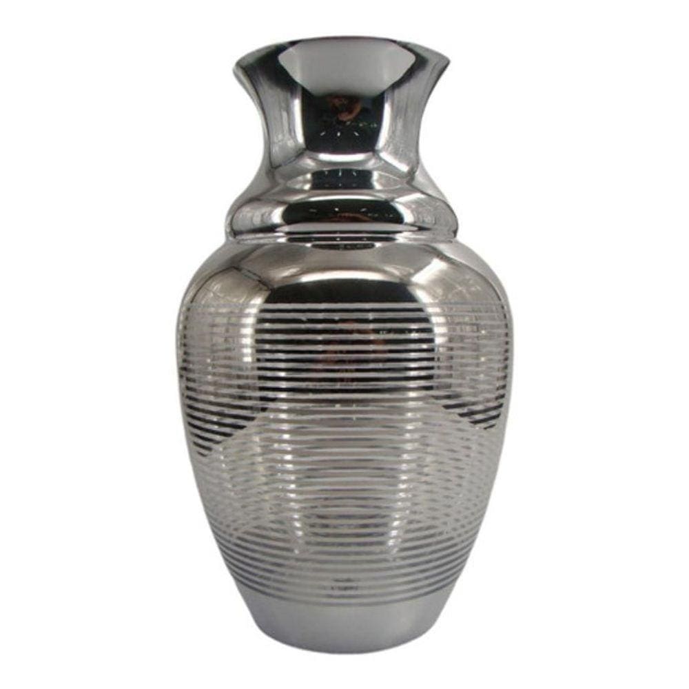 Vaso De Vidro Decorativo Prata Listras 40 X 22