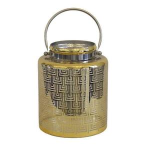 Vaso De Vidro Decorativo Com Alça De Metal 31 X 15