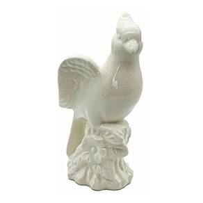 Escultura Decorativa Pássaro Branco Cerâmica 31 X 15