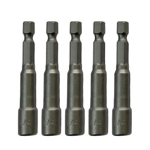 Kit 5 Soquete Sextavado Canhão Magnético 1/4 X 65Mm Aço Cr-V