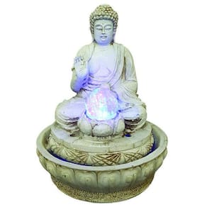 Fonte De Água Buda Da Paz Bola Giratória Efeito Led 01093